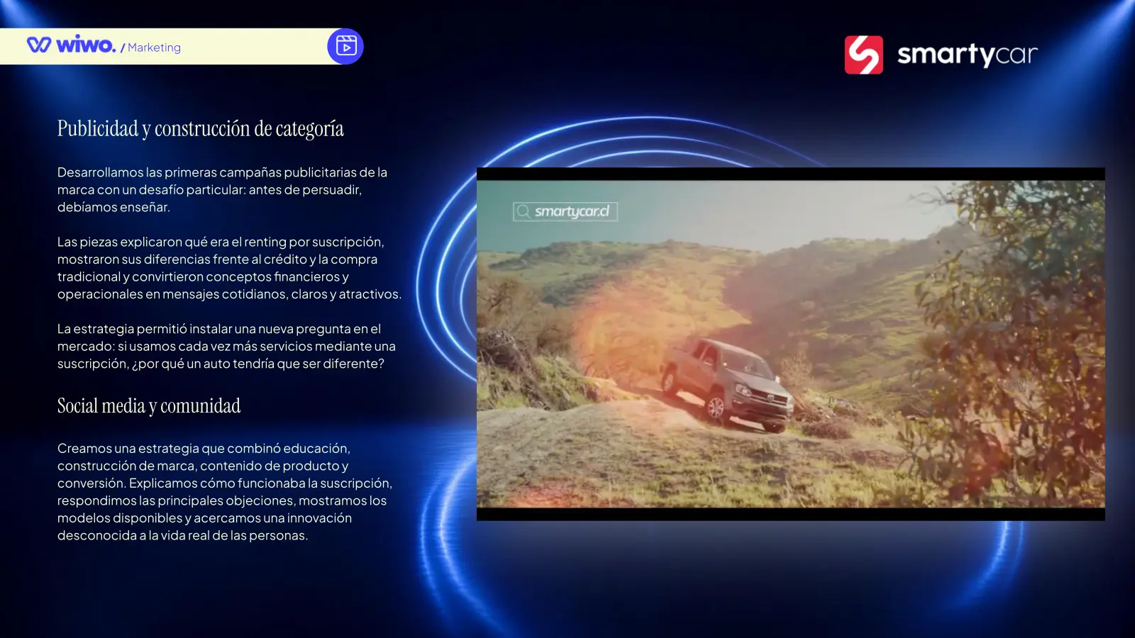 Presentación de la publicidad y la estrategia social de Smartycar