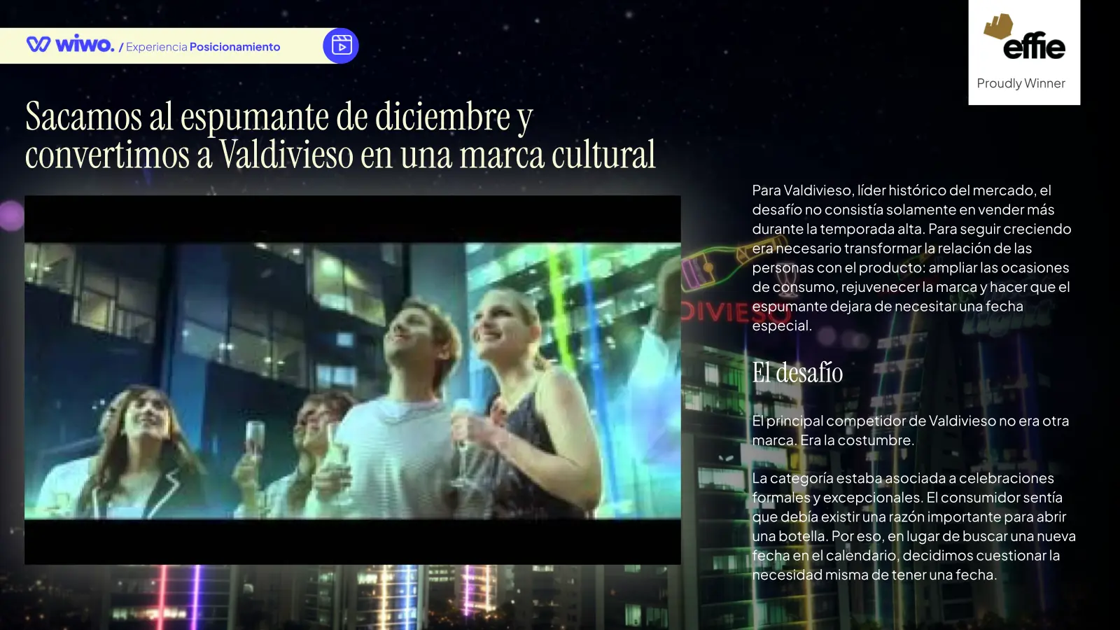 Presentación del desafío de posicionamiento de Valdivieso