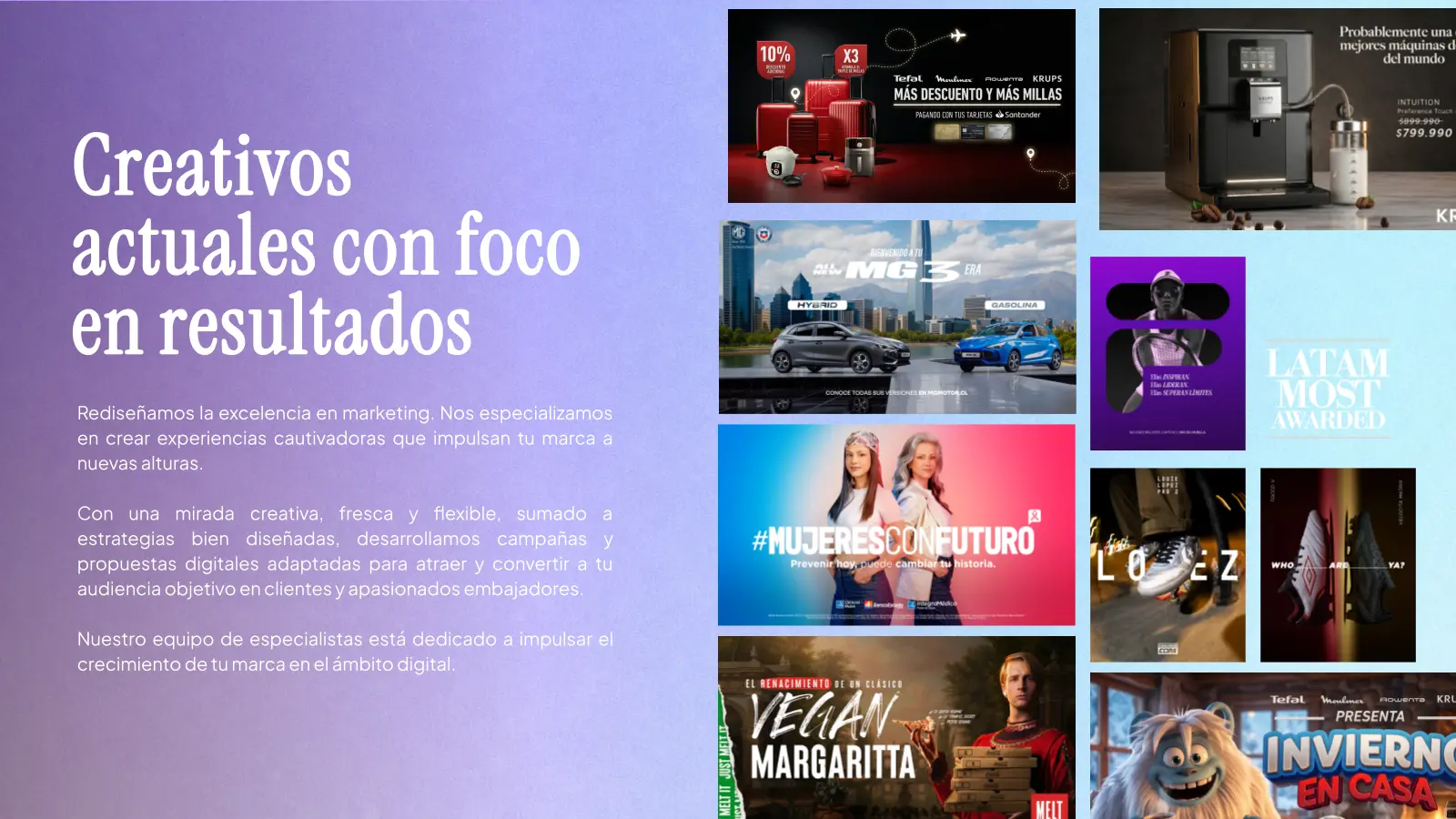 Selección validada de trabajo creativo y audiovisual del equipo