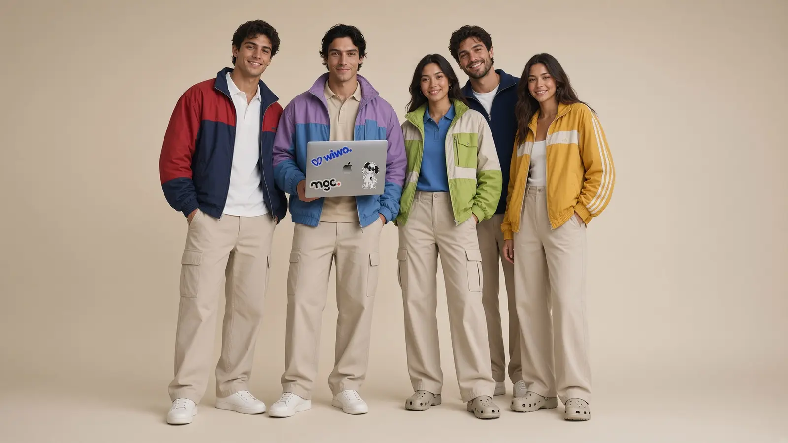 Equipo multidisciplinario de Wiwo reunido alrededor de un computador