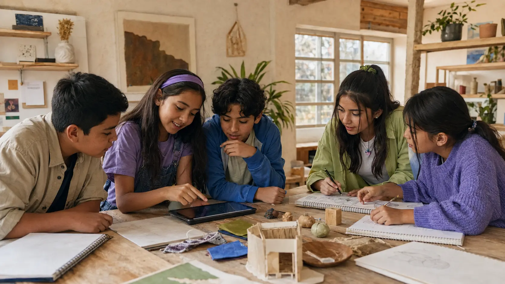 Jóvenes latinoamericanos explorando y creando juntos