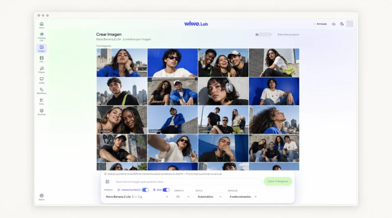 Mockup de creación de imágenes de Wiwo.Lab con una galería de jóvenes creativos