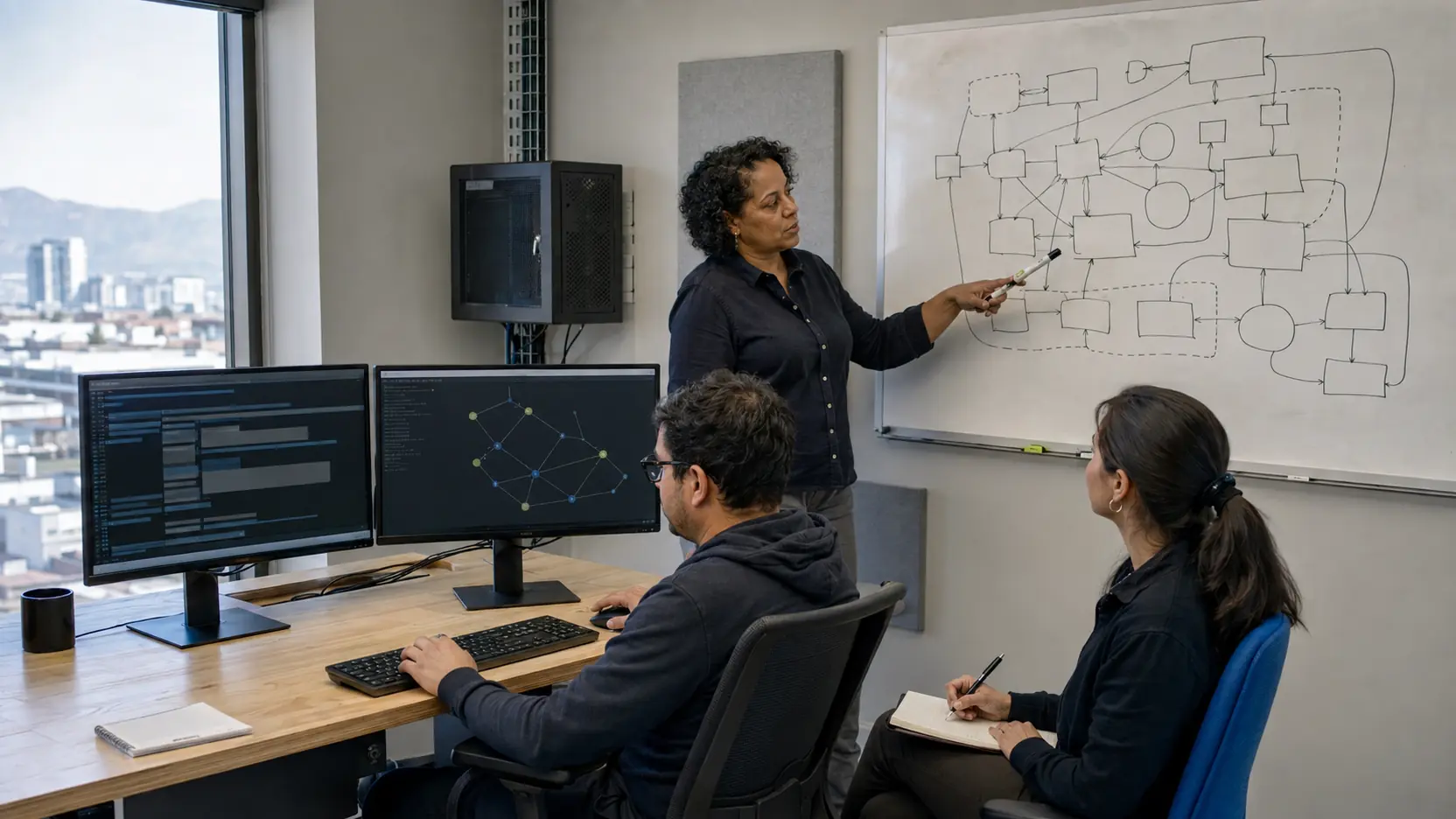 Equipo técnico conectando arquitectura, datos y decisiones de negocio