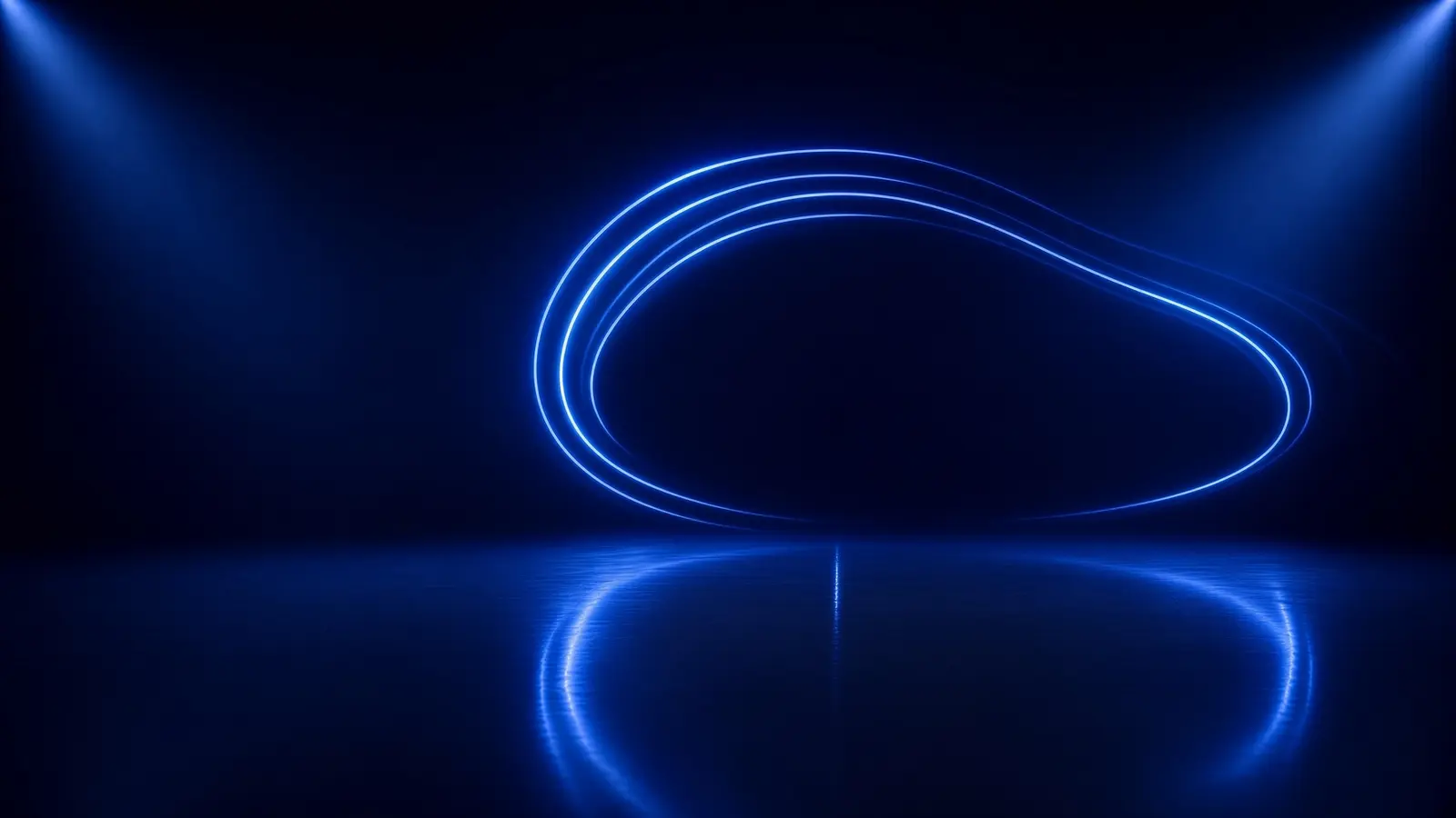 Escenario azul con líneas de luz preparado para una composición automotriz